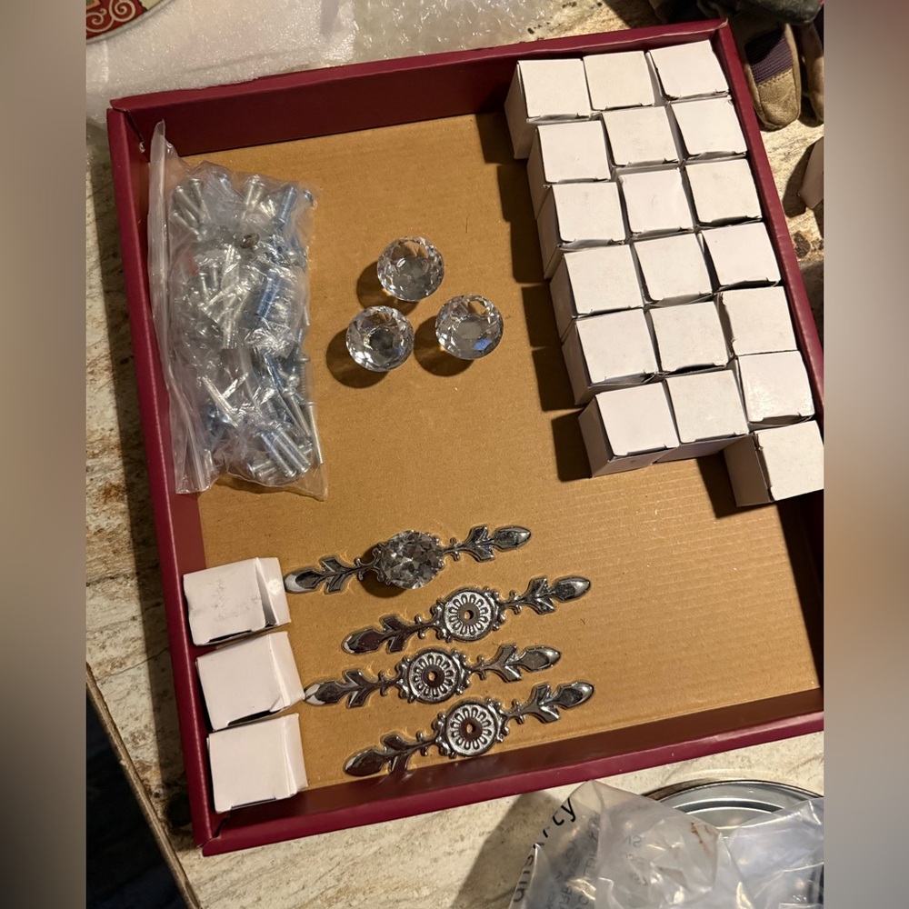 2 for $30 sale: Glass Crystal diamond cabinet dresser knobs drawer pulls NIB